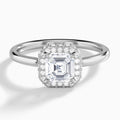 Asscher Amulet Lab Grown Diamond Engagement Ring In 14K White Gold - Lucenjuri