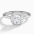 Cushion Amulet Lab Grown Diamond Engagement Ring In 14K White Gold - Lucenjuri