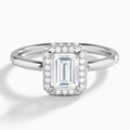 Emerald Amulet Lab Grown Diamond Engagement Ring In 18K White Gold - Lucenjuri