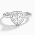 Heart Amulet Lab Grown Diamond Engagement Ring In 14K White Gold - Lucenjuri