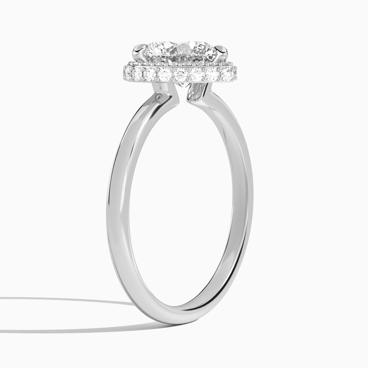 Heart Amulet Lab Grown Diamond Engagement Ring In 18K White Gold, Angle View
