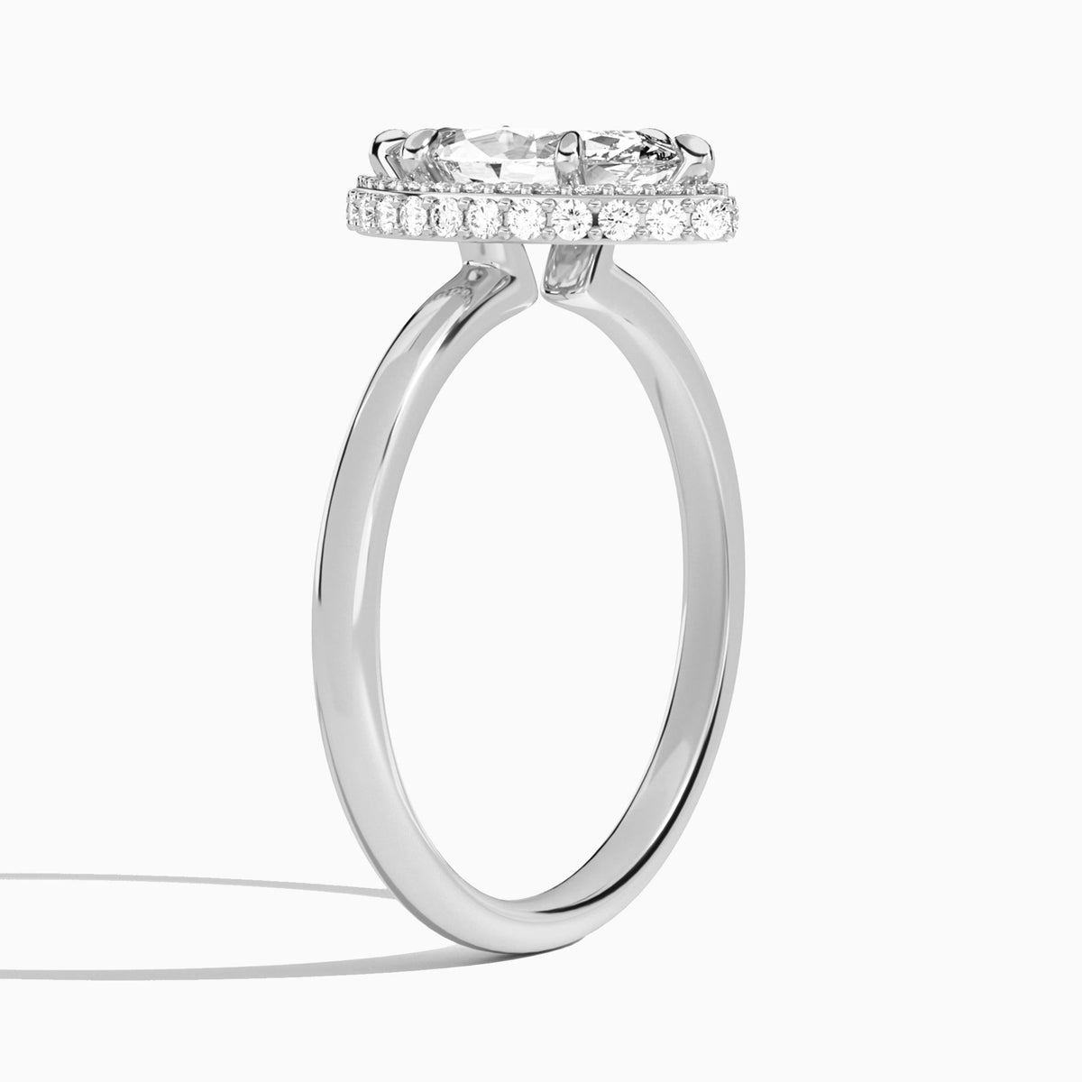 Marquise Amulet Lab Grown Diamond Engagement Ring In 14K White Gold, Angle View
