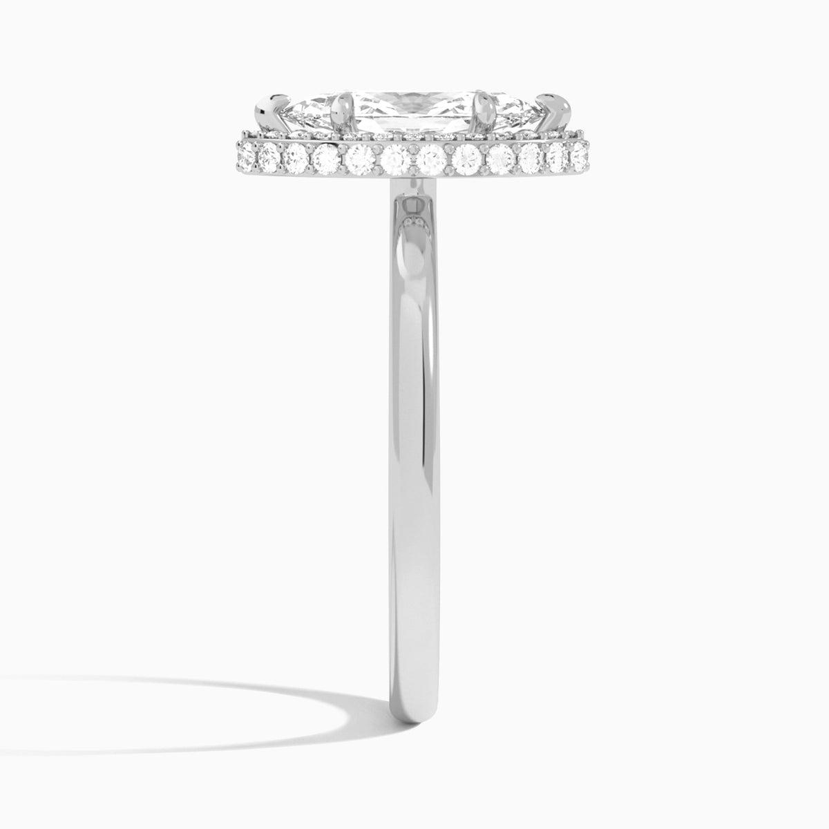 Marquise Amulet Lab Grown Diamond Engagement Ring In 18K White Gold, Side View