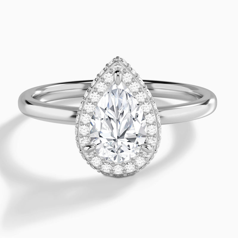 Pear Amulet Lab Grown Diamond Engagement Ring In 14K White Gold - Lucenjuri