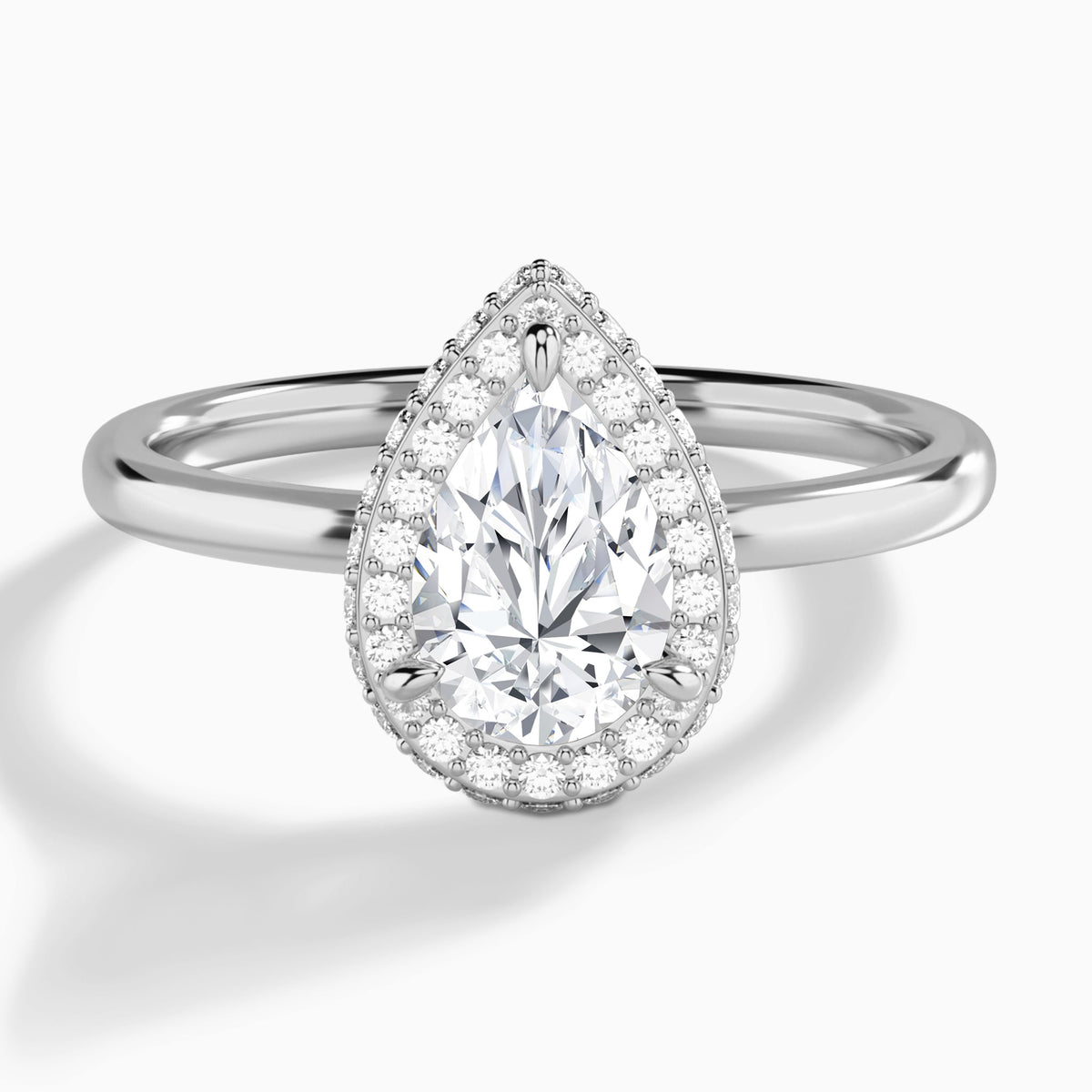 Pear Amulet Lab Grown Diamond Engagement Ring In 14K White Gold - Lucenjuri