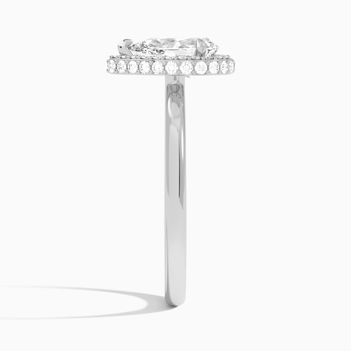Pear Amulet Lab Grown Diamond Engagement Ring In 14K White Gold, Side View