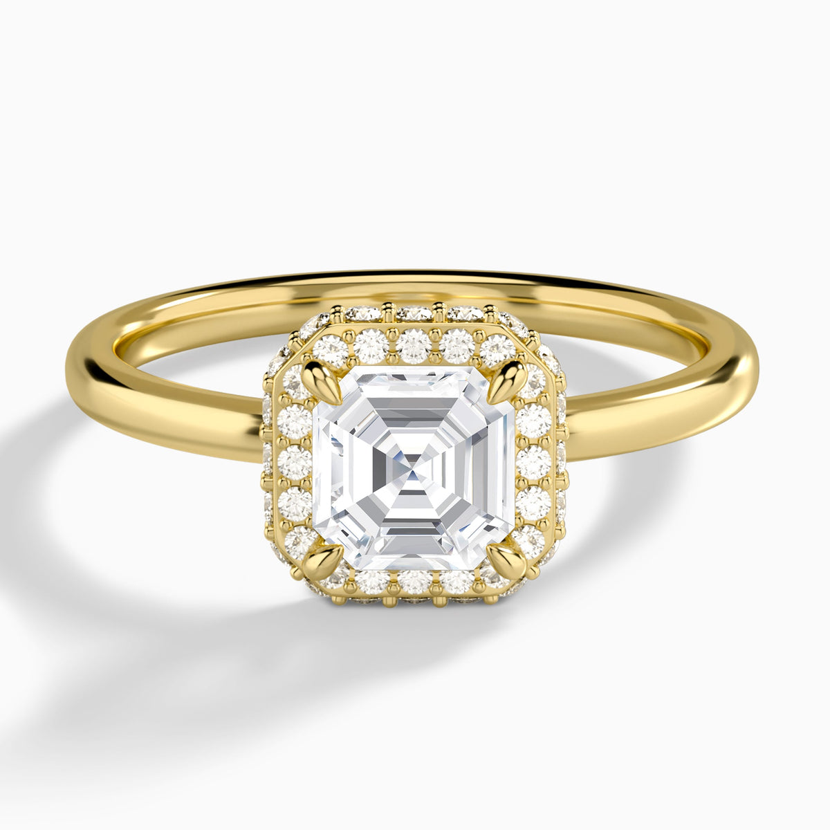 Asscher Amulet Lab Grown Diamond Engagement Ring In 14K Yellow Gold - Lucenjuri