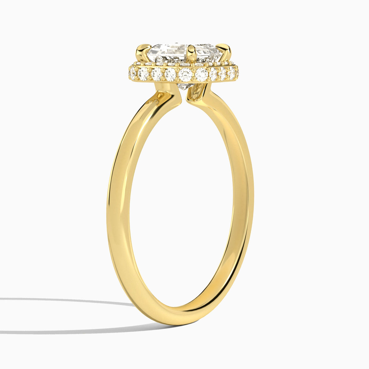 Asscher Amulet Lab Grown Diamond Engagement Ring In 14K Yellow Gold, Angle View