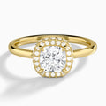 Cushion Amulet Lab Grown Diamond Engagement Ring In 14K Yellow Gold - Lucenjuri