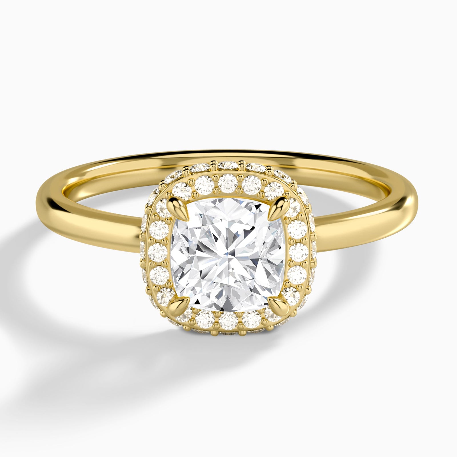 Cushion Amulet Lab Grown Diamond Engagement Ring In 14K Yellow Gold - Lucenjuri
