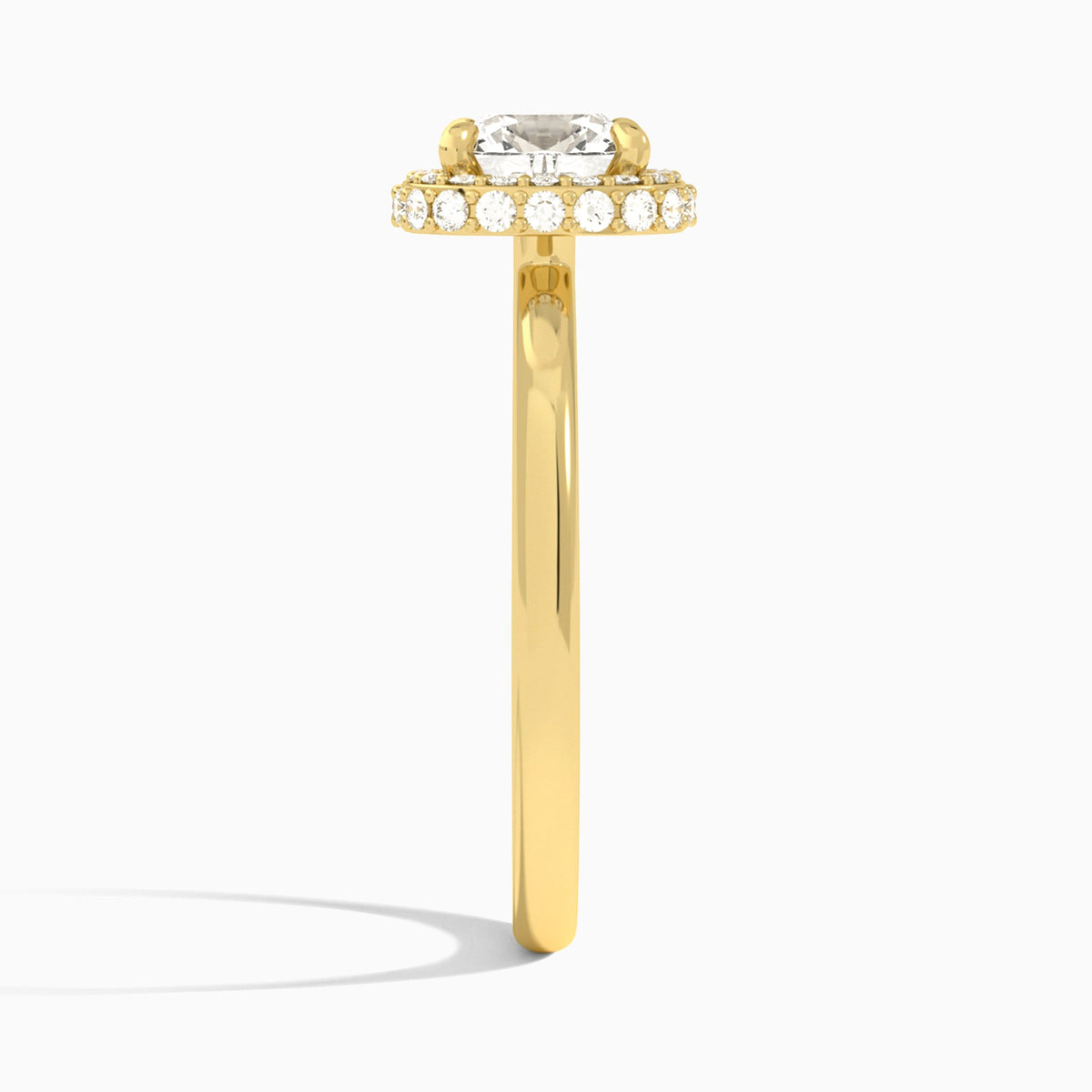 Cushion Amulet Lab Grown Diamond Engagement Ring In 18K Yellow Gold, Side View