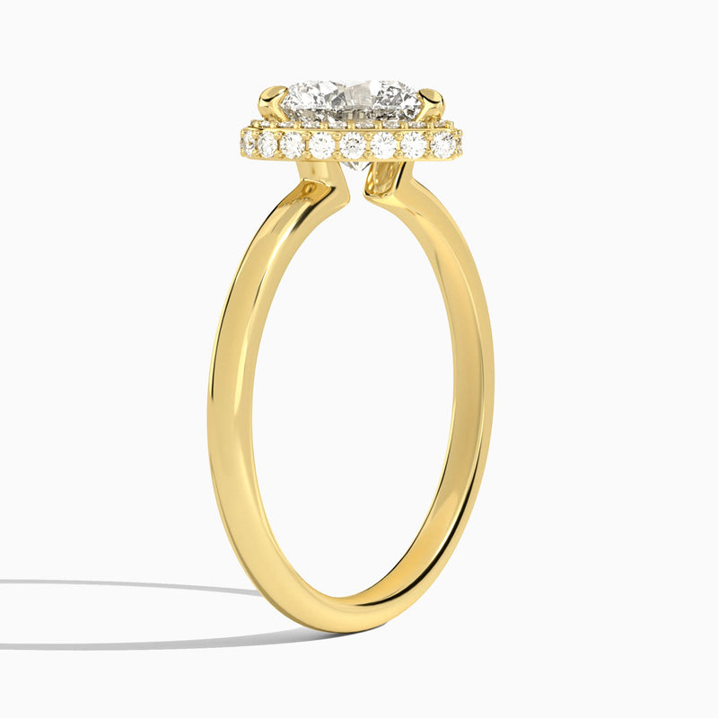 Heart Amulet Lab Grown Diamond Engagement Ring In 18K Yellow Gold, Angle View