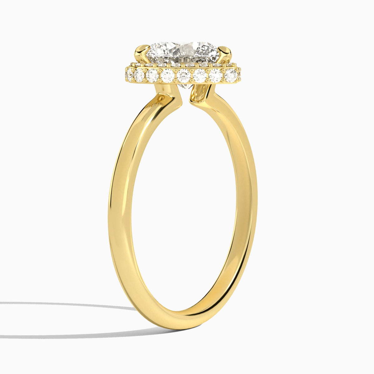 Heart Amulet Lab Grown Diamond Engagement Ring In 18K Yellow Gold, Angle View