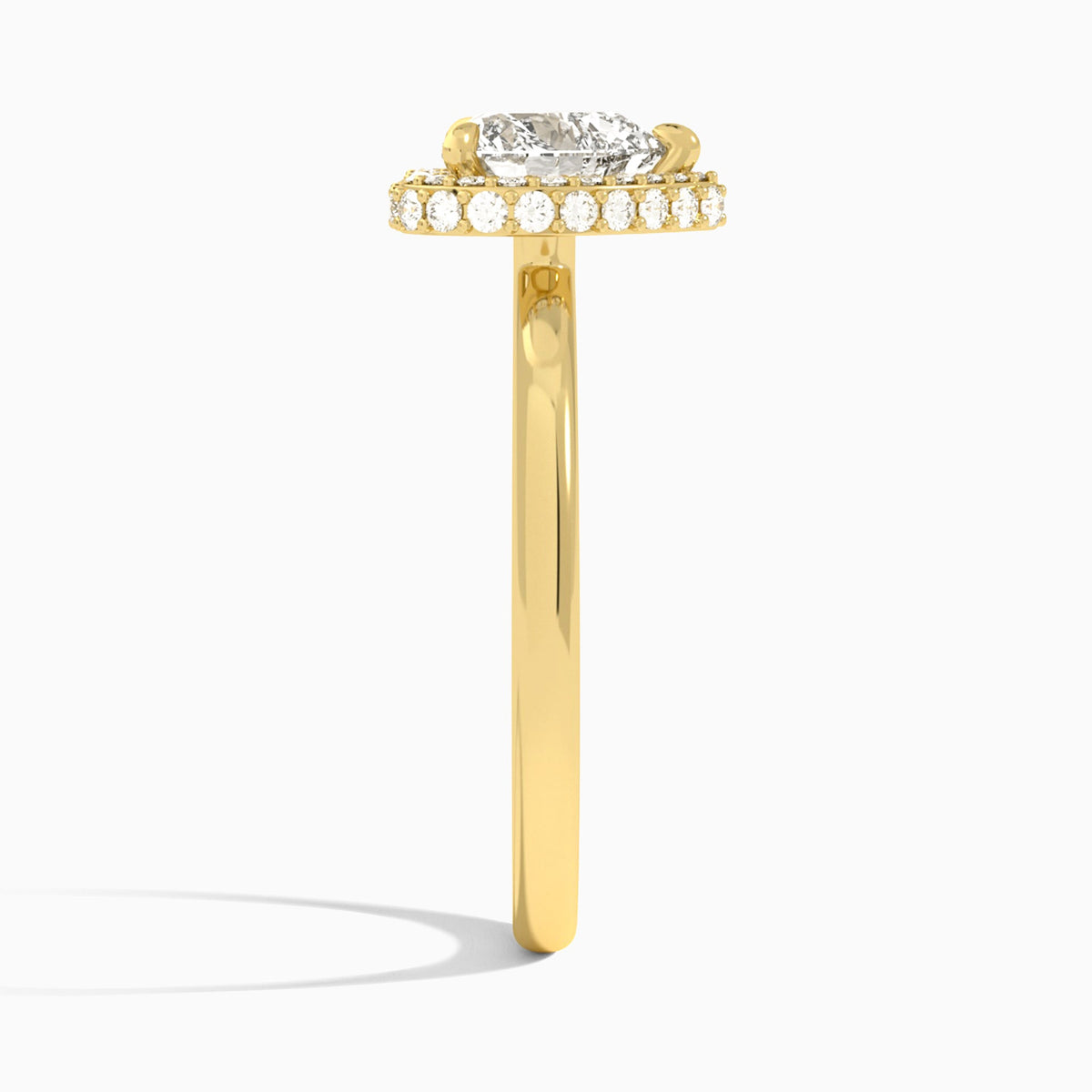 Heart Amulet Lab Grown Diamond Engagement Ring In 14K Yellow Gold, Side View
