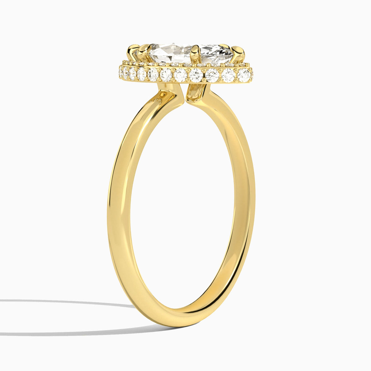 Marquise Amulet Lab Grown Diamond Engagement Ring In 18K Yellow Gold, Angle View