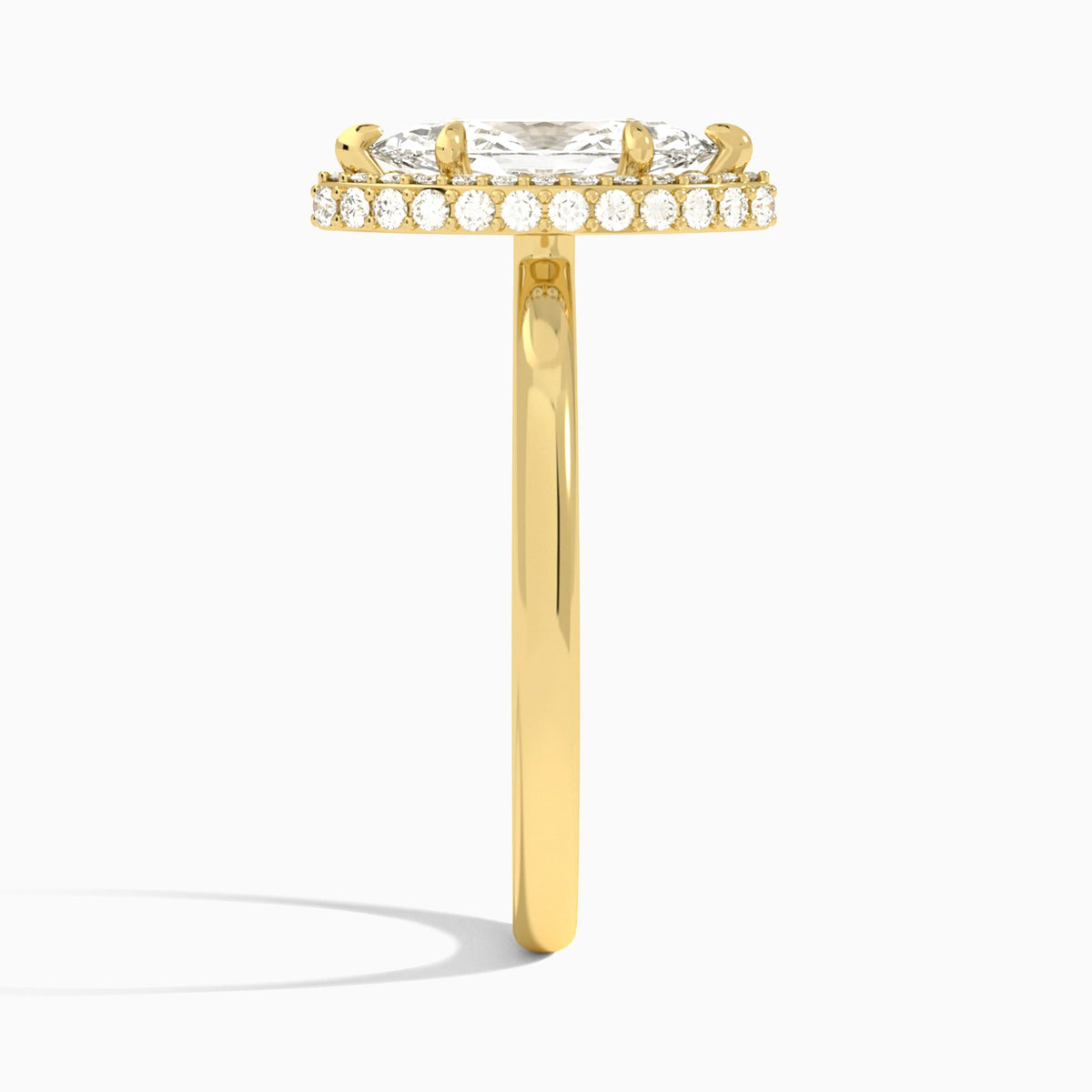 Marquise Amulet Lab Grown Diamond Engagement Ring In 18K Yellow Gold, Side View