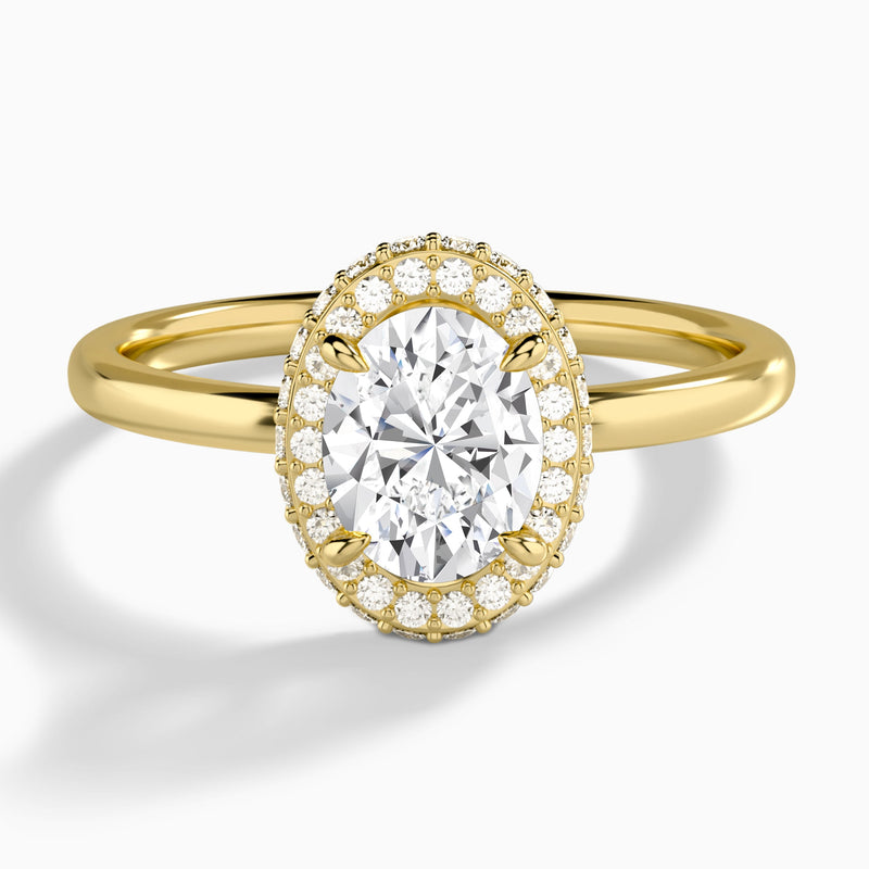 Oval Amulet Lab Grown Diamond Engagement Ring In 14K Yellow Gold - Lucenjuri