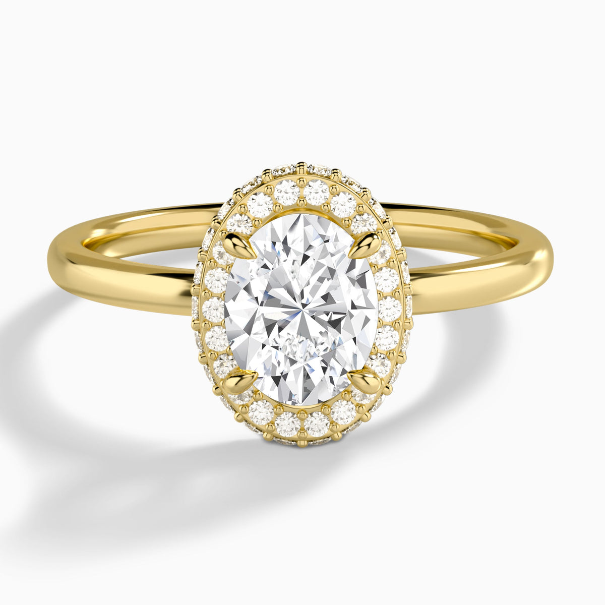 Oval Amulet Lab Grown Diamond Engagement Ring In 14K Yellow Gold - Lucenjuri
