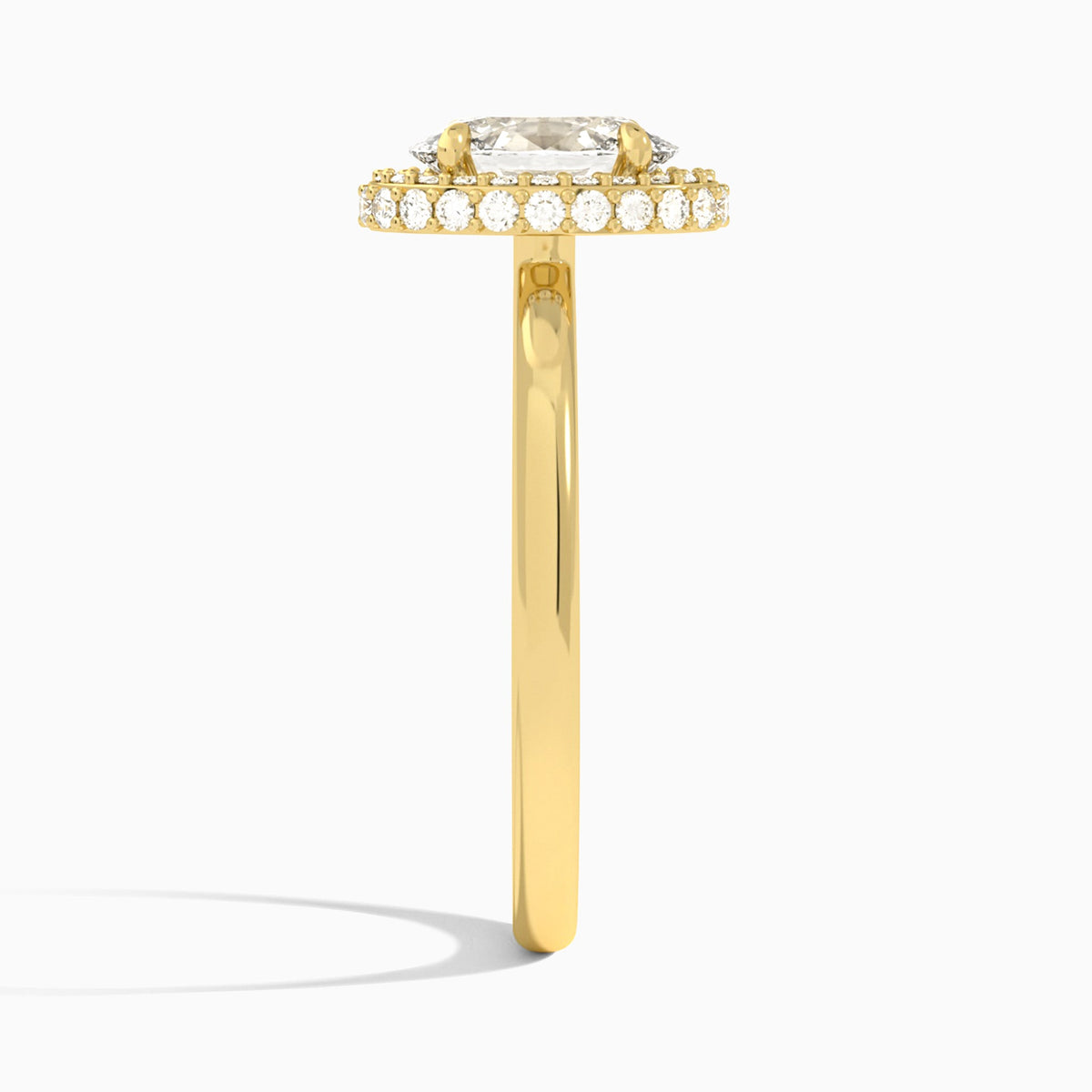 Oval Amulet Lab Grown Diamond Engagement Ring In 14K Yellow Gold, Side View