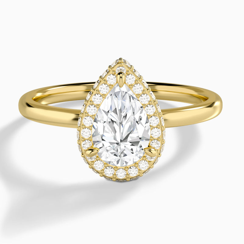 Pear Amulet Lab Grown Diamond Engagement Ring In 14K Yellow Gold - Lucenjuri
