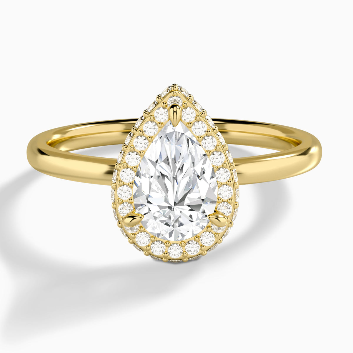 Pear Amulet Lab Grown Diamond Engagement Ring In 14K Yellow Gold - Lucenjuri
