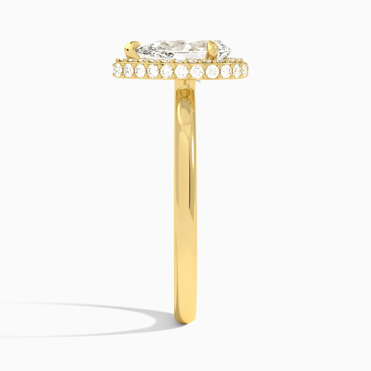 Pear Amulet Lab Grown Diamond Engagement Ring In 18K Yellow Gold, Side View