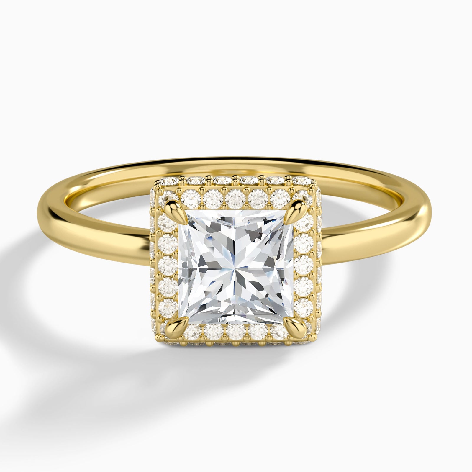 Princess Amulet Lab Grown Diamond Engagement Ring In 14K Yellow Gold - Lucenjuri