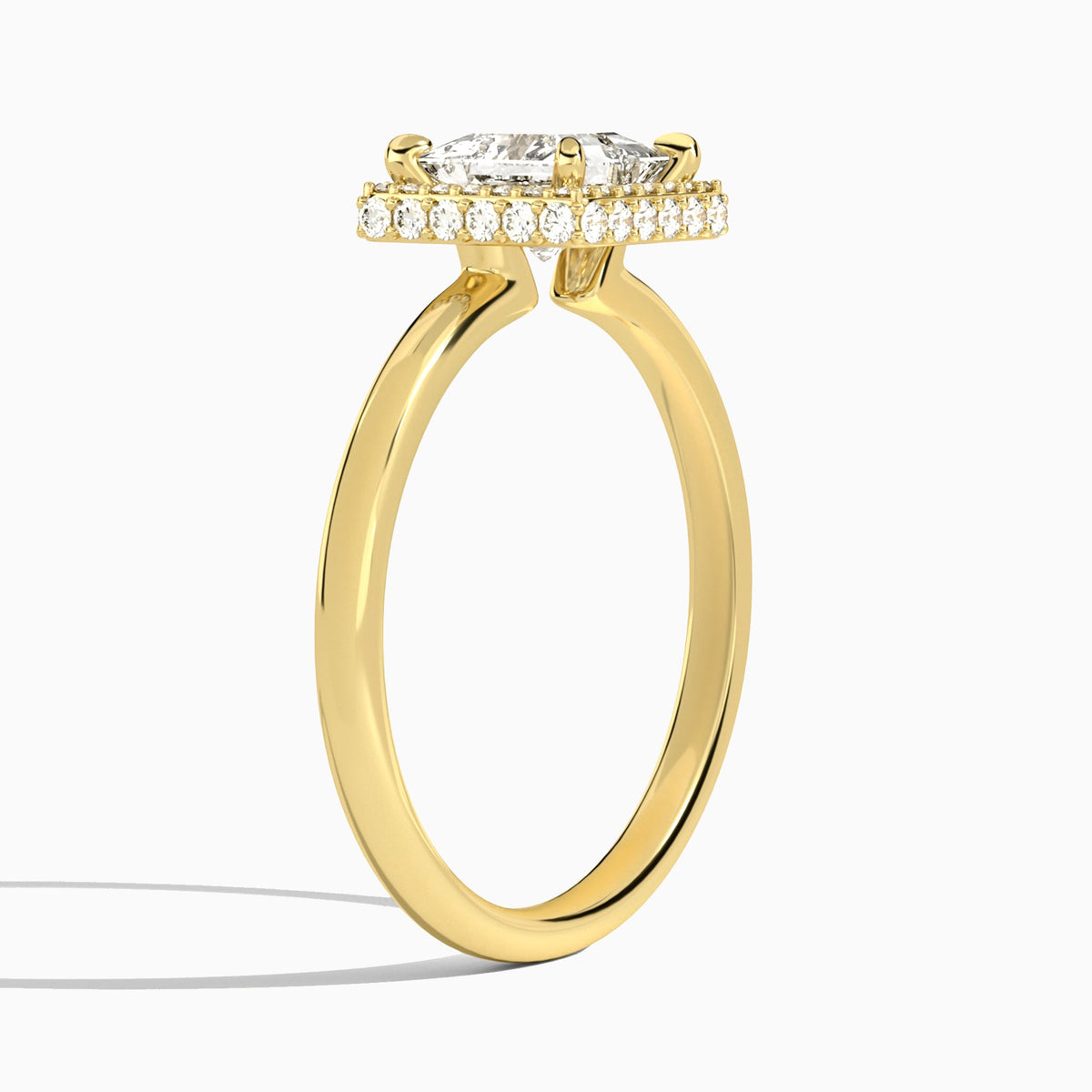Princess Amulet Lab Grown Diamond Engagement Ring In 18K Yellow Gold, Angle View
