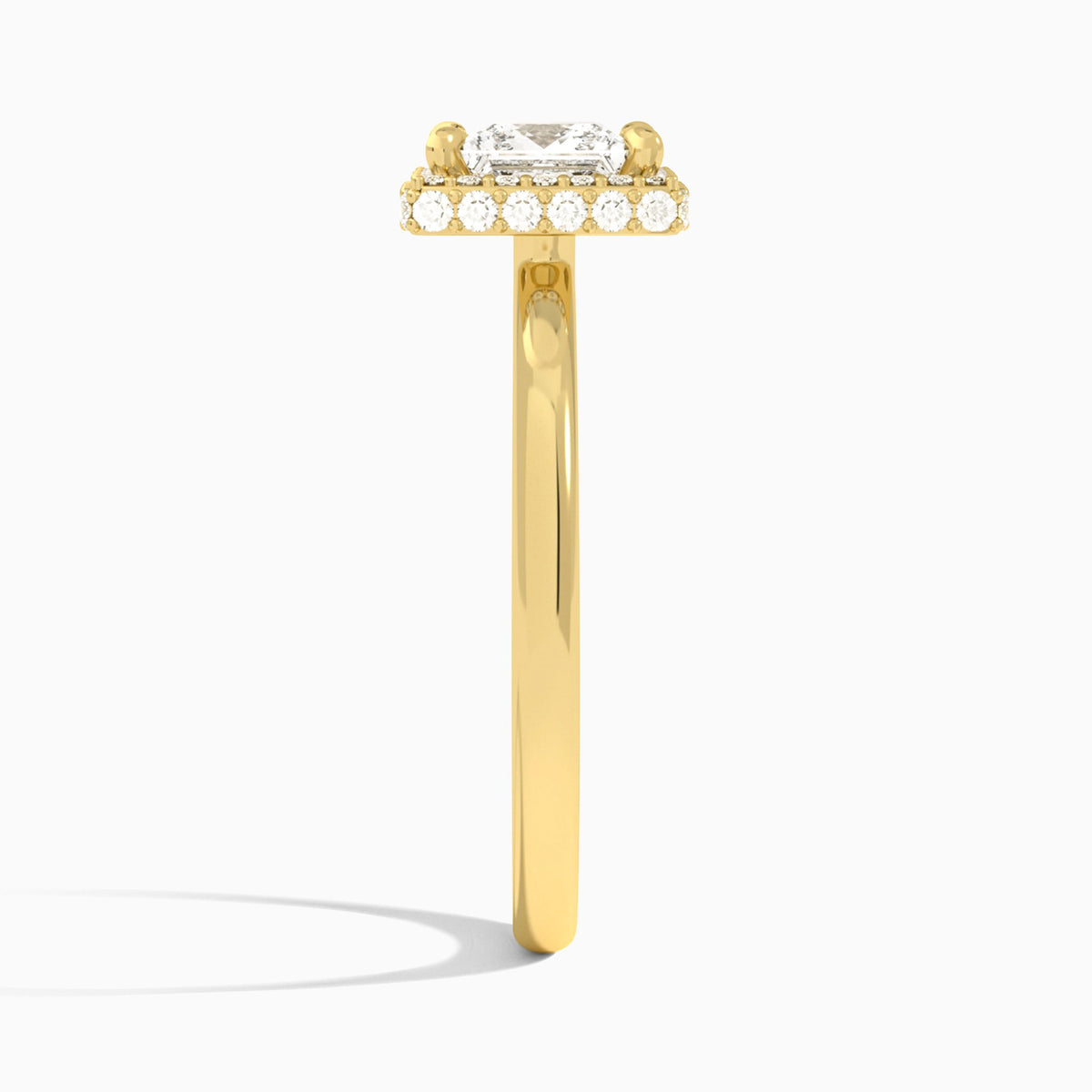 Princess Amulet Lab Grown Diamond Engagement Ring In 18K Yellow Gold, Side View