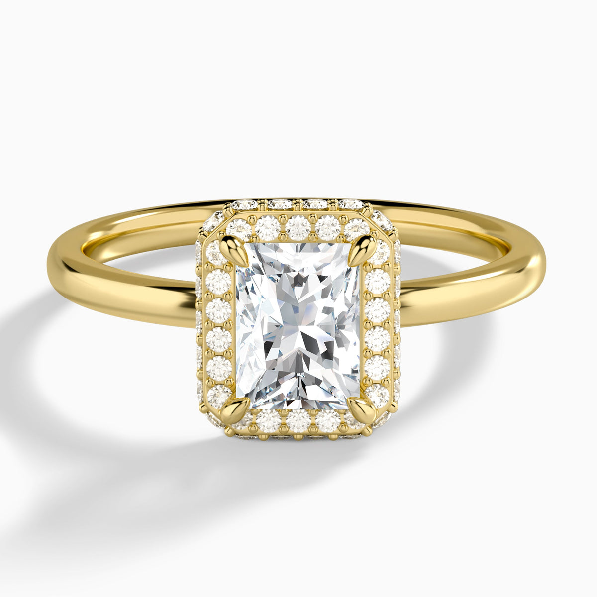 Radiant Amulet Lab Grown Diamond Engagement Ring In 14K Yellow Gold - Lucenjuri