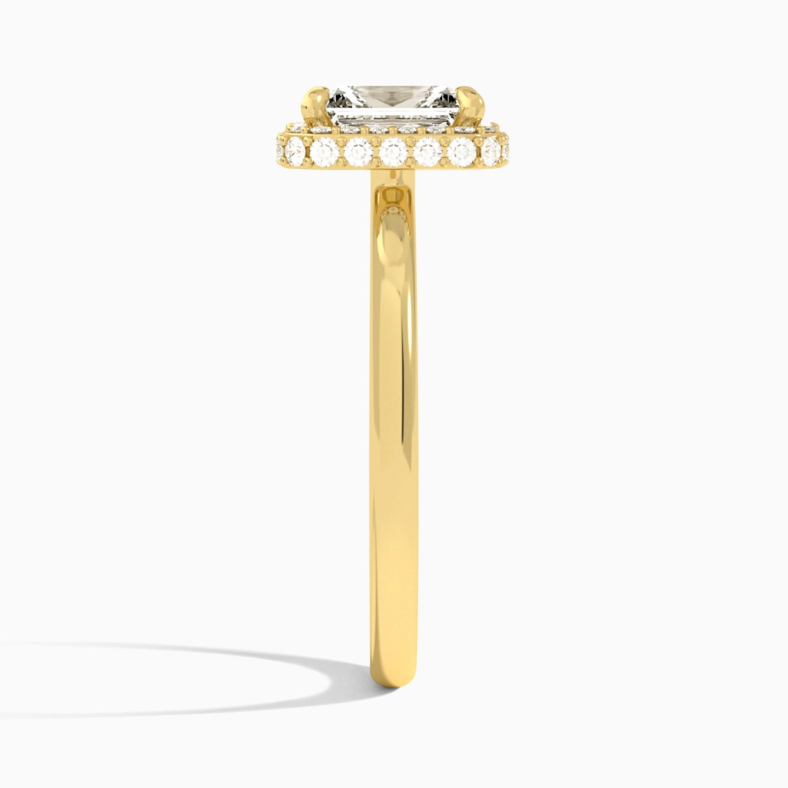 Radiant Amulet Lab Grown Diamond Engagement Ring In 14K Yellow Gold, Side View