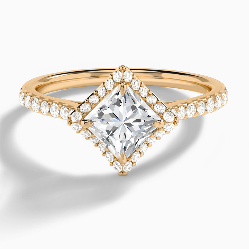 Princess Luxe Kite Set Lab Grown Diamond Engagement Ring In 14K Rose Gold - Lucenjuri