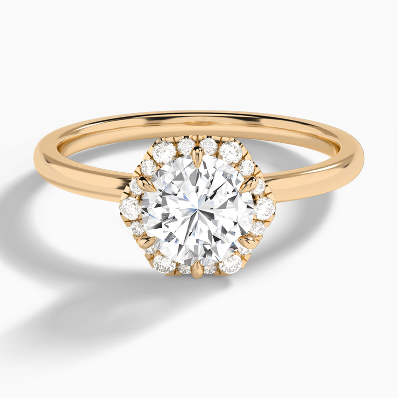 Round Eliza Halo Lab Grown Diamond Engagement Ring In 14K Rose Gold - Lucenjuri
