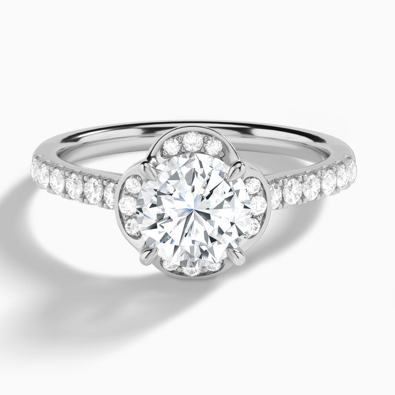 Round Eleanor Halo Lab Grown Diamond Engagement Ring In Platinum - Lucenjuri