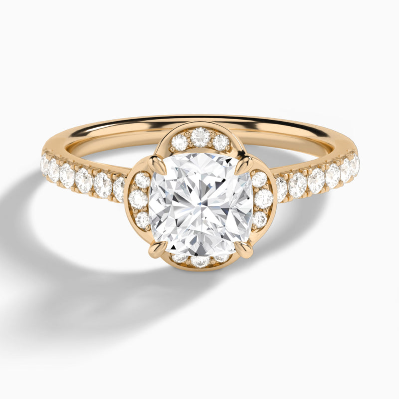 Cushion Eleanor Halo Lab Grown Diamond Engagement Ring In 14K Rose Gold - Lucenjuri