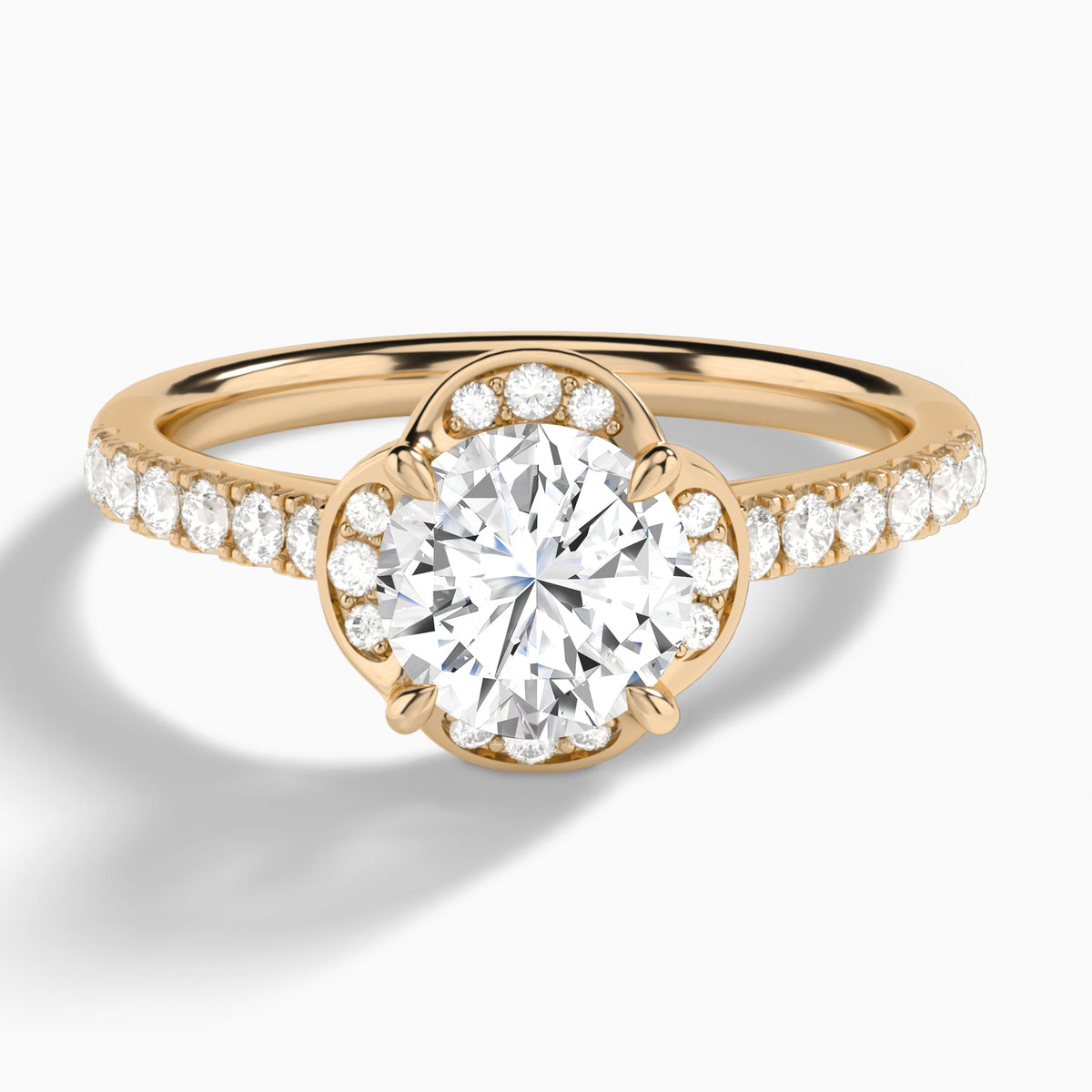 Round Eleanor Halo Lab Grown Diamond Engagement Ring In 14K Rose Gold - Lucenjuri
