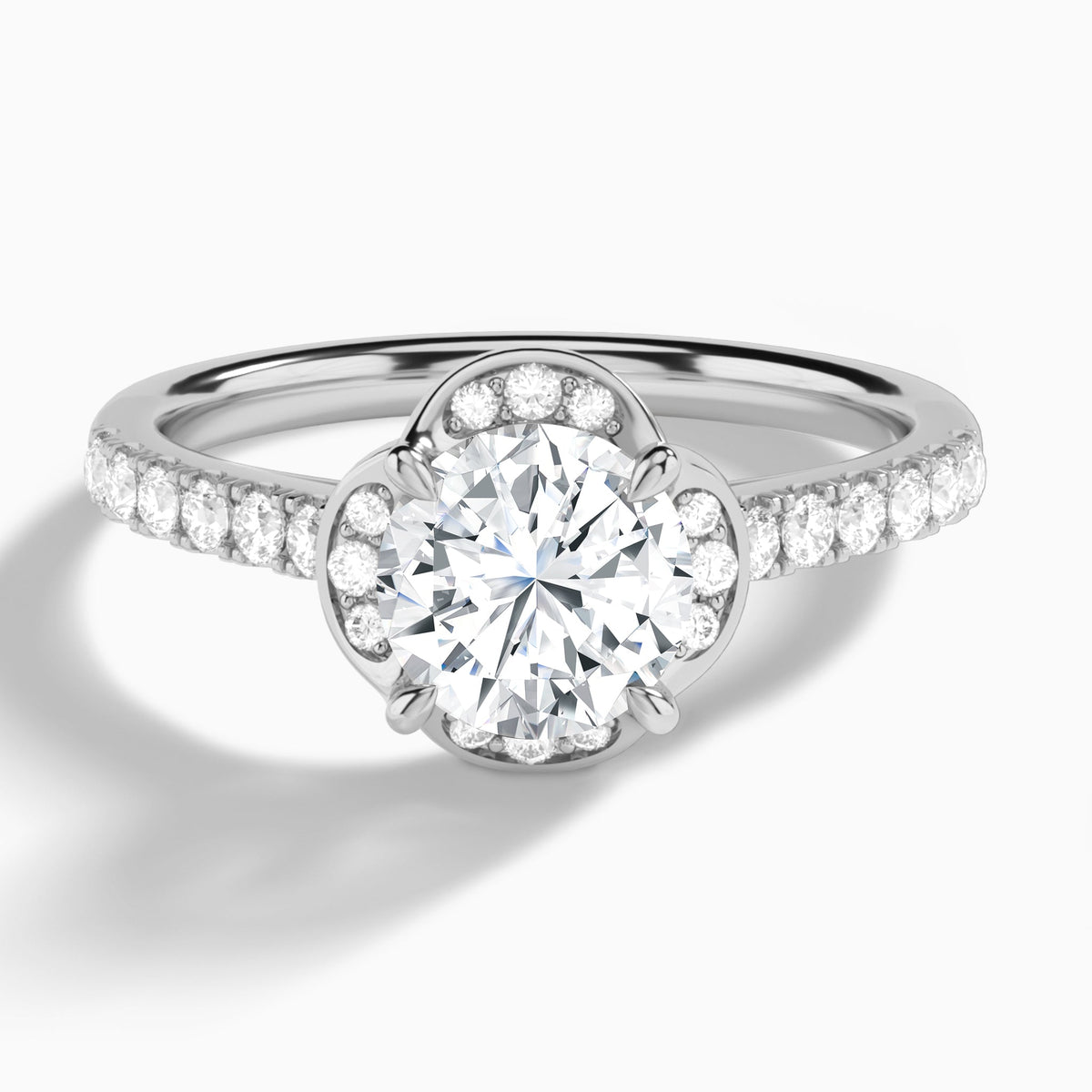 Round Eleanor Halo Lab Grown Diamond Engagement Ring In 18K White Gold - Lucenjuri