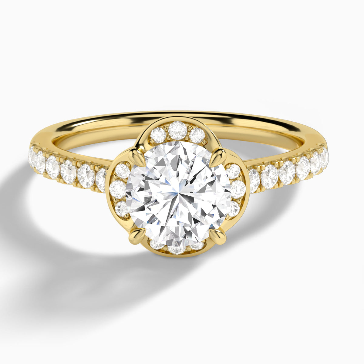 Round Eleanor Halo Lab Grown Diamond Engagement Ring In 14K Yellow Gold - Lucenjuri