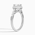 Cushion Luxe Regal Halo Lab Grown Diamond Engagement Ring In Platinum, Angle View