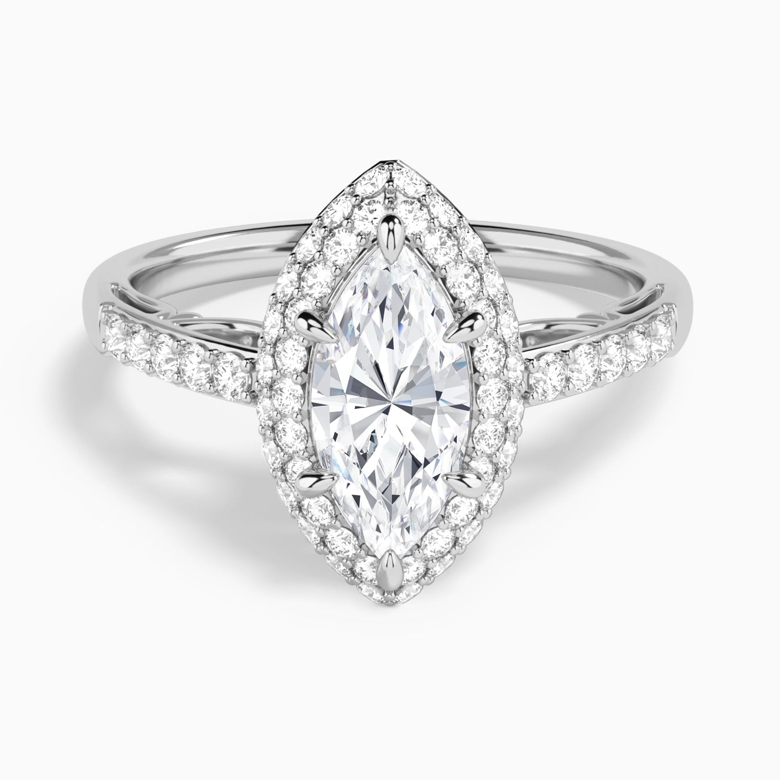 Marquise Luxe Regal Halo Lab Grown Diamond Engagement Ring In Platinum - Lucenjuri
