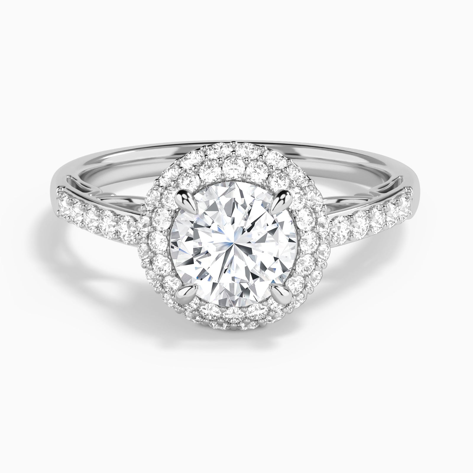Round Luxe Regal Halo Lab Grown Diamond Engagement Ring In Platinum - Lucenjuri