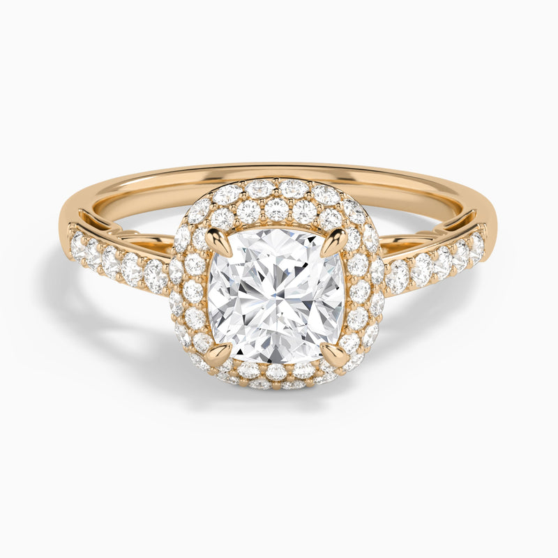 Cushion Luxe Regal Halo Lab Diamond Engagement Ring In 14K Rose Gold - Lucenjuri