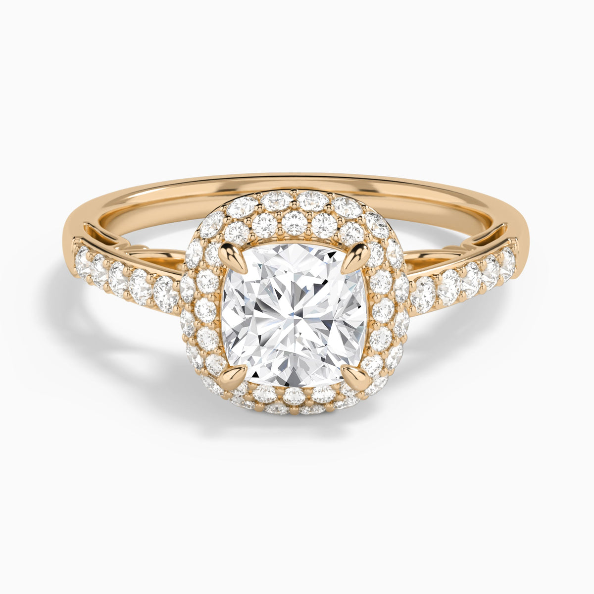 Cushion Luxe Regal Halo Lab Diamond Engagement Ring In 14K Rose Gold - Lucenjuri