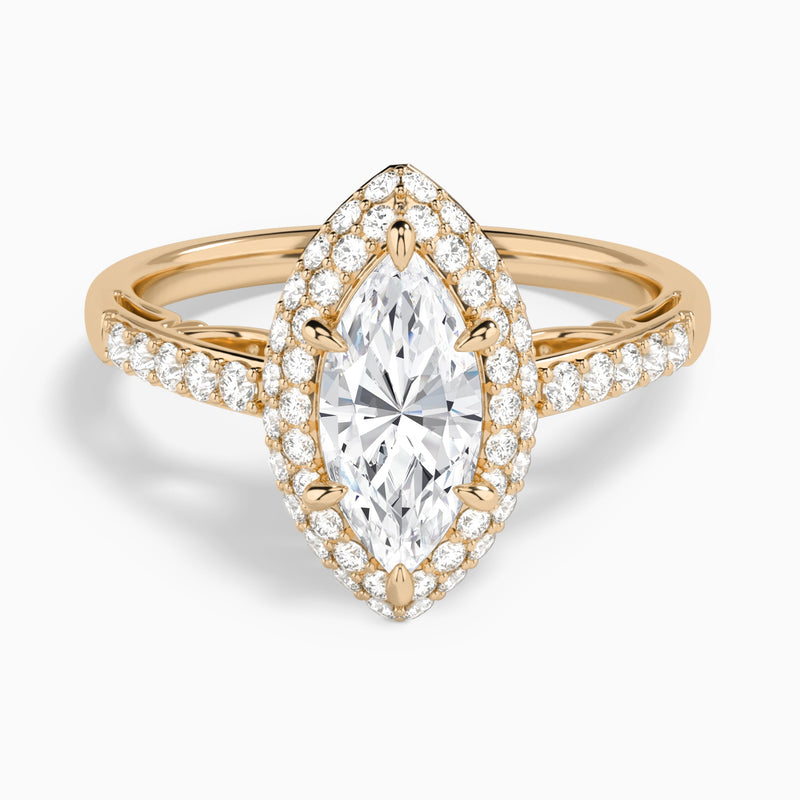 Marquise Luxe Regal Halo Lab Diamond Engagement Ring In 14K Rose Gold - Lucenjuri