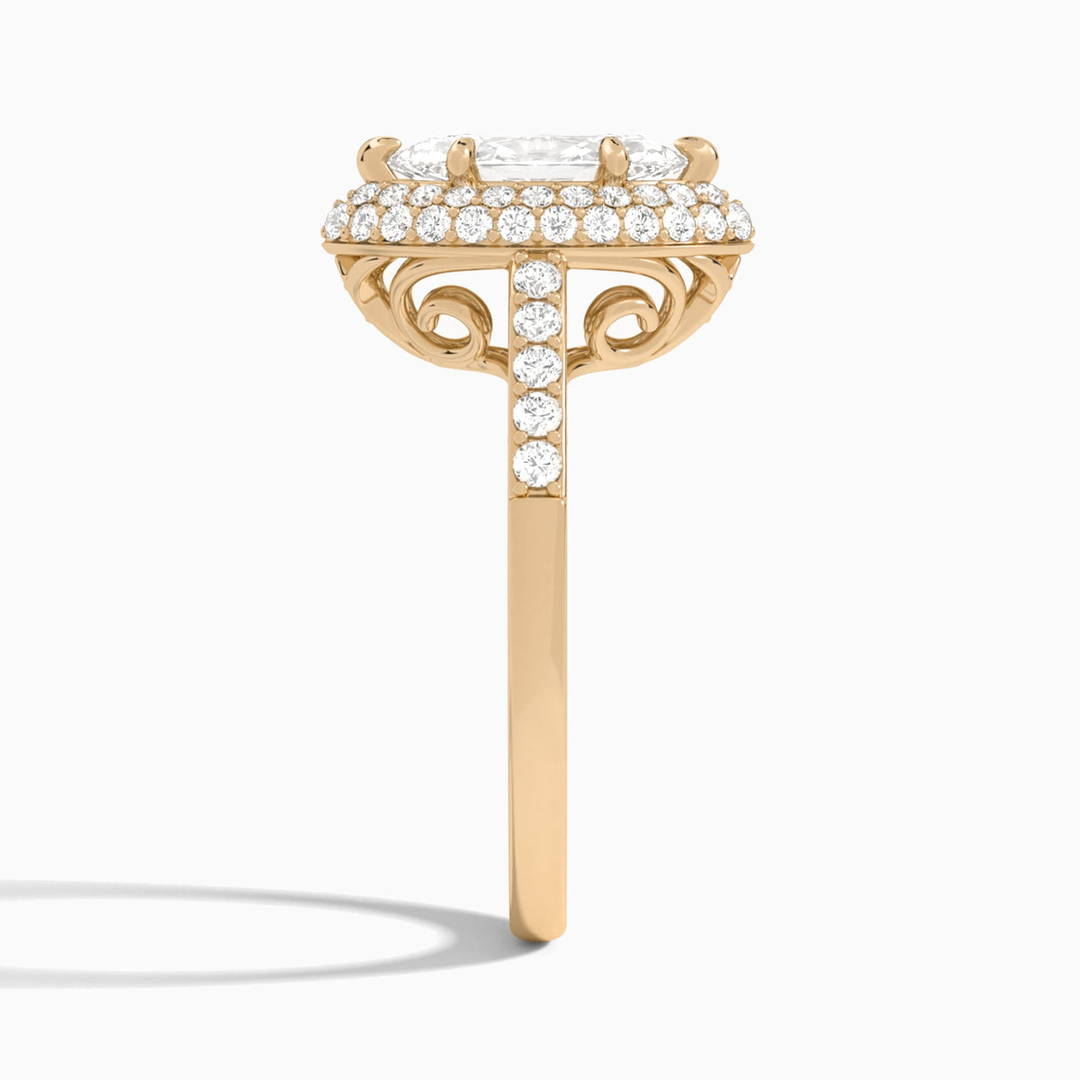 Marquise Luxe Regal Halo Lab Diamond Engagement Ring In 14K Rose Gold, Side View