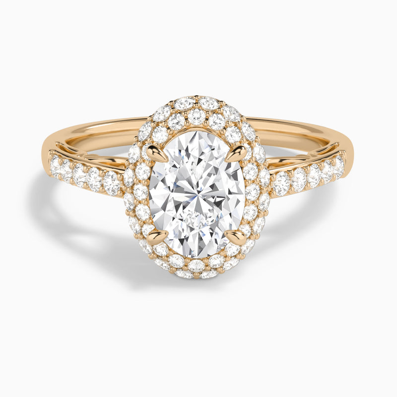 Oval Luxe Regal Halo Lab Diamond Engagement Ring In 14K Rose Gold - Lucenjuri