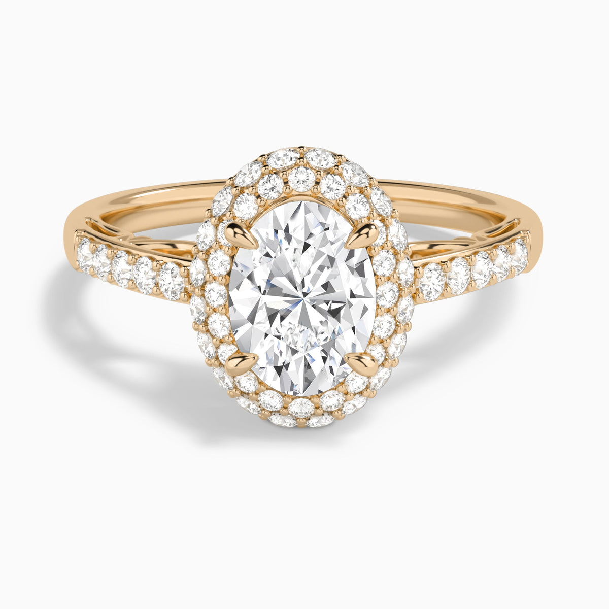 Oval Luxe Regal Halo Lab Diamond Engagement Ring In 14K Rose Gold - Lucenjuri