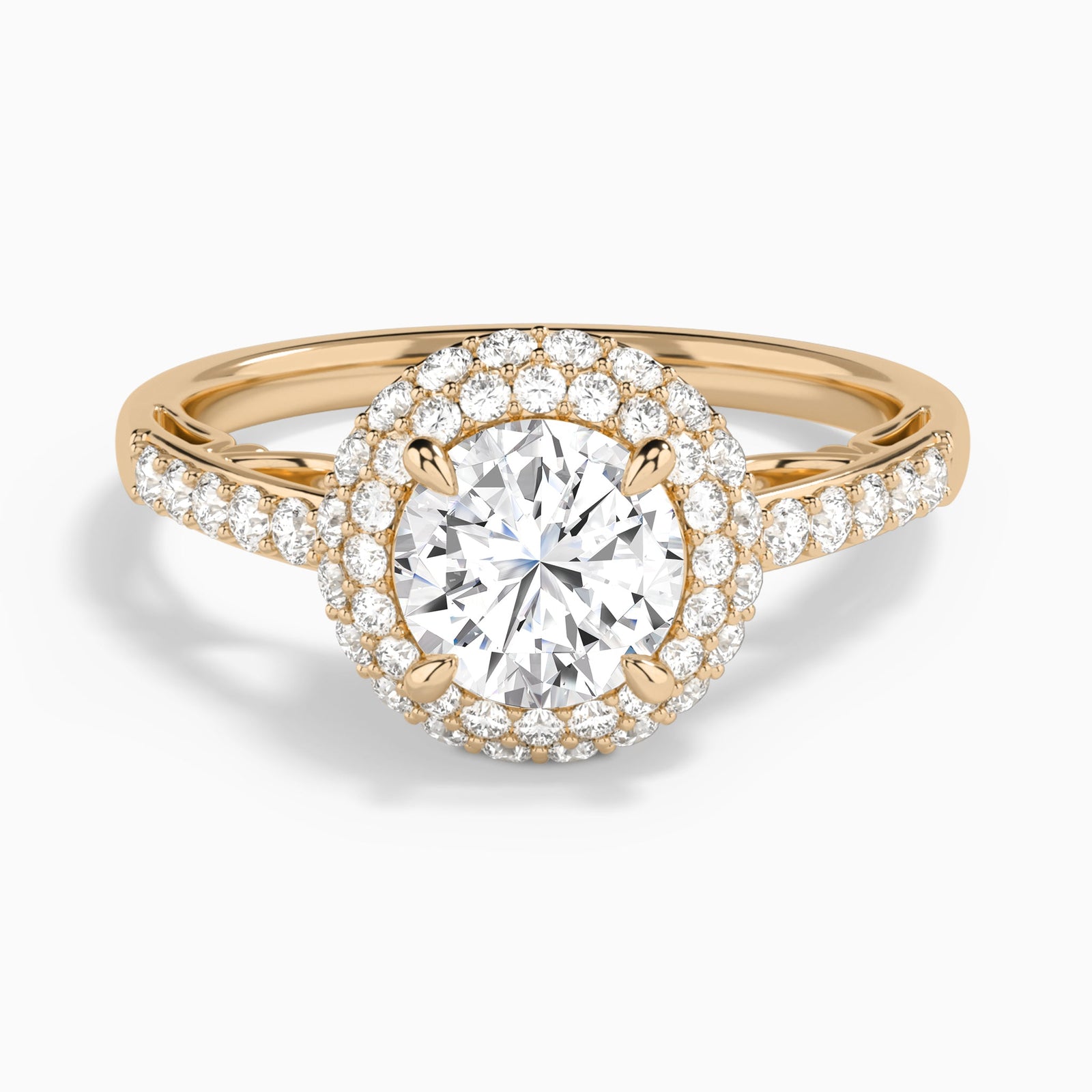 Round Luxe Regal Halo Lab Diamond Engagement Ring In 14K Rose Gold - Lucenjuri