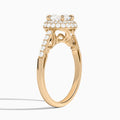 Round Luxe Regal Halo Lab Diamond Engagement Ring In 14K Rose Gold, Angle View