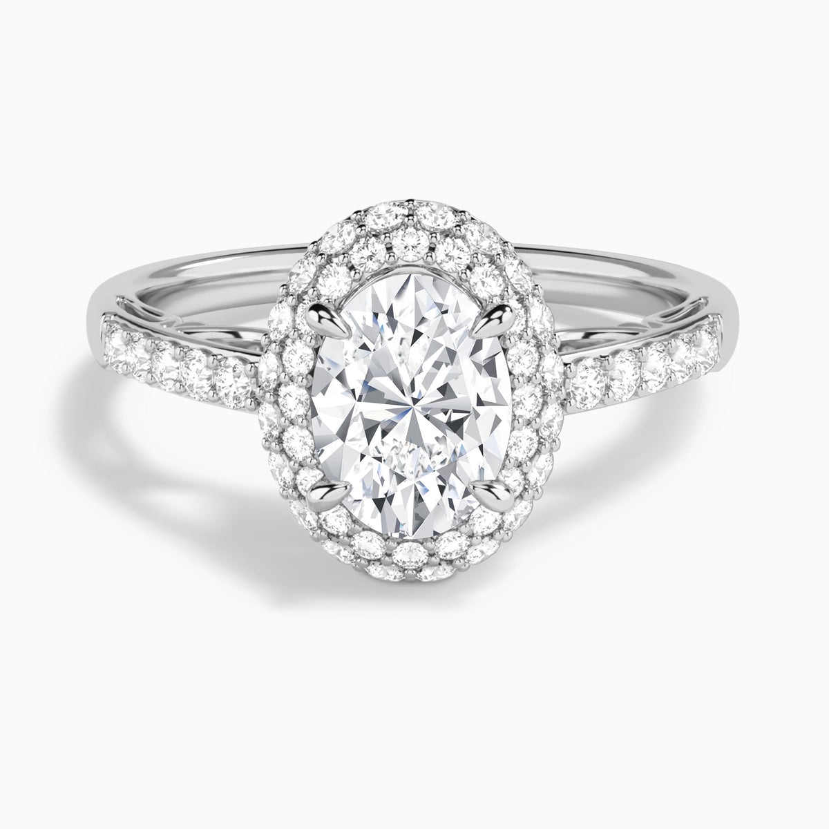 Oval Luxe Regal Halo Lab Diamond Engagement Ring In 14K White Gold - Lucenjuri